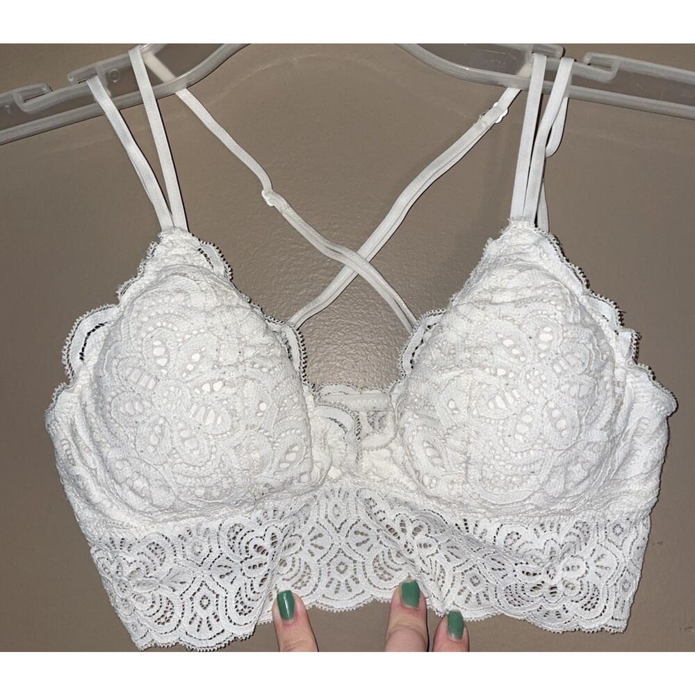 Girls Aerie White Scrappy Lace Bralette Sz XS